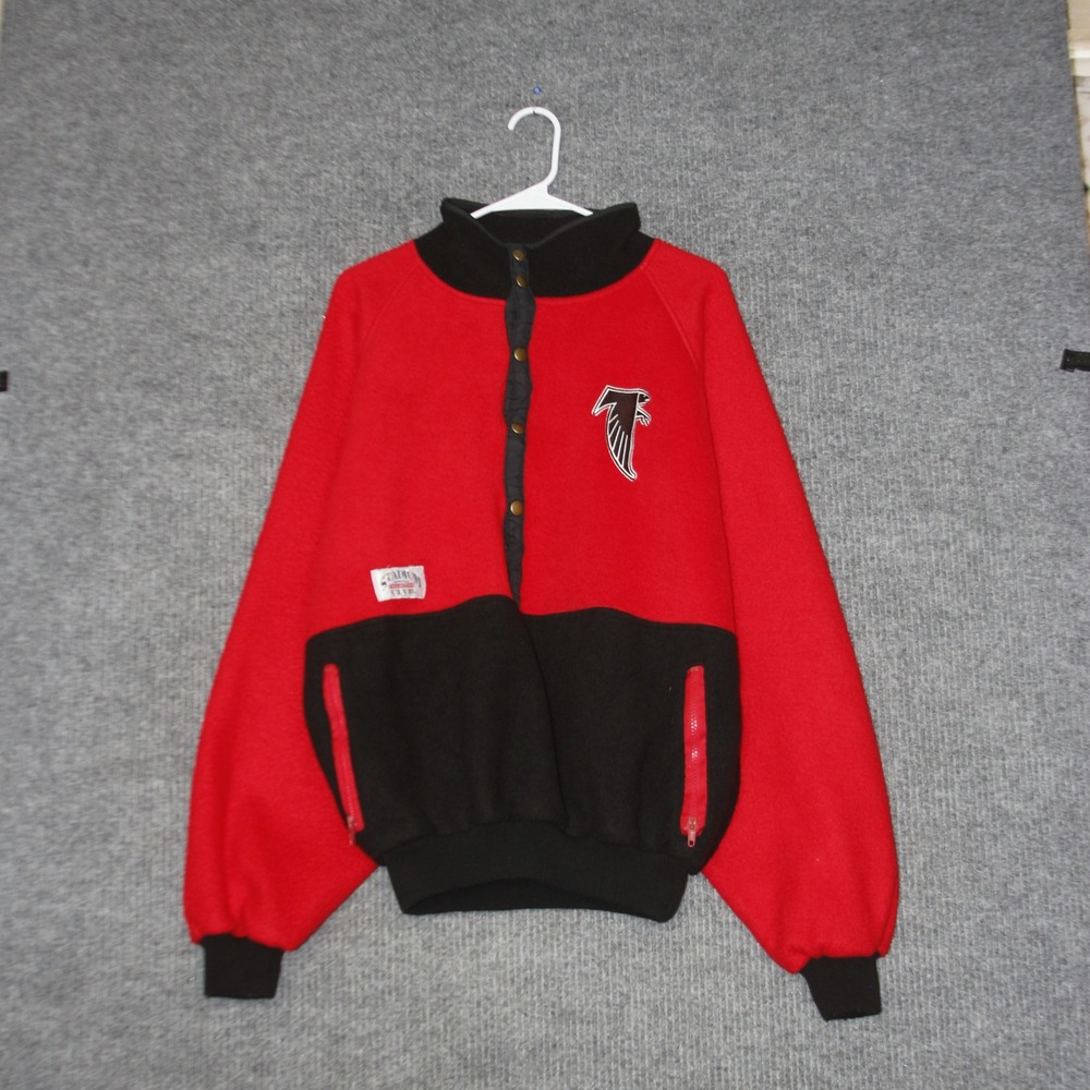 Vintage Atlanta Falcons Stadium Club Fleece‎ Mens L Red Black Pullover Jacket